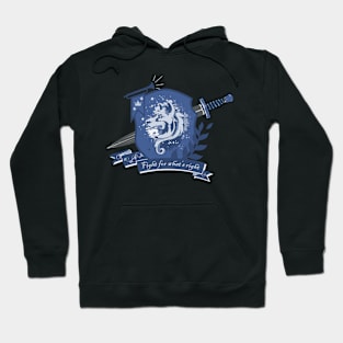 Dog crest with sword - blue Hoodie